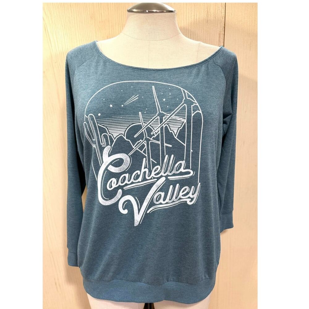 Torrid 2 (2X) Coachella Valley Graphic French Terry Off Shoulder Sweatshirt Top